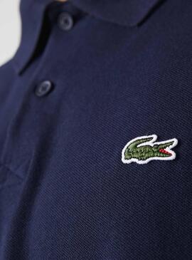 Polo Lacoste Regular Listras Azul Marinho para Homem