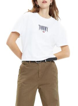 T-Shirt Tommy Jeans Bordado Branco Mulher