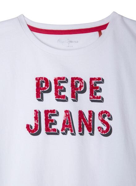 T Shirt Pepe Jeans Honey Branco para Menina