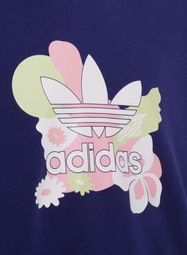 Sweat Adidas Flor Rosa Azul Marinho Para Menina