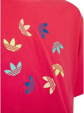 T-Shirt Adidas Cropped Anel Trifólio Rosa Menina