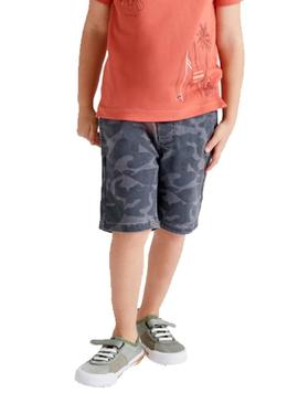 Bermuda Mayoral Soft Camuflagem Denim Cinza Menino