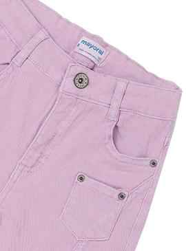 Calça Mayoral Cropped Lilás Sarja Para Menina