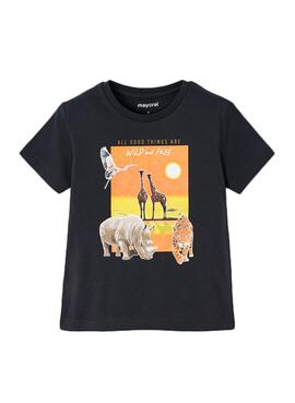T-Shirt Mayoral Animais Preto Para Menino