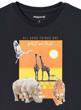 T-Shirt Mayoral Animais Preto Para Menino