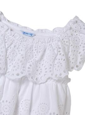 Blusa Mayoral Knitted Bordado Branco Para Menina