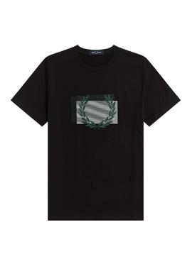 T-Shirt Fred Perry Gráfico Abstrato Preto Homem