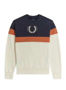 Sweat Fred Perry Print Block Bege Para Homem