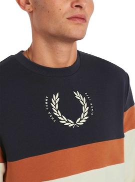 Sweat Fred Perry Print Block Bege Para Homem