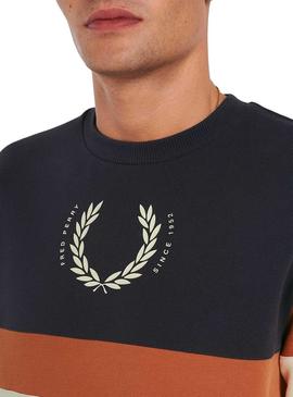 Sweat Fred Perry Print Block Bege Para Homem