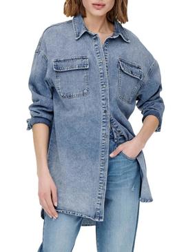 Camisa Denim Only Kasia Denim Azul Para Mulher