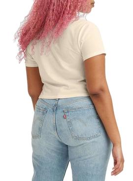 T-Shirt Levis Jordie Crop Limones Rosa Para Mulher