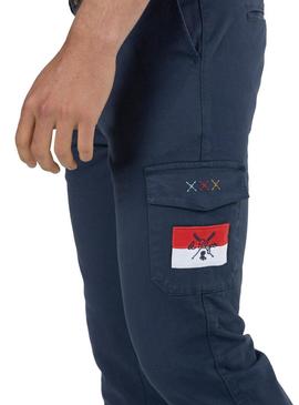 Pantalon El Pulpo Patch Cargo Azul Marinho Homem