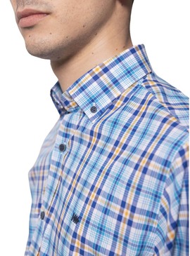 Camisa Klout Madras Azul para Homem