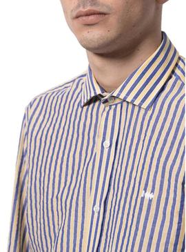 Camisa Klout Marbella Listras Azul y Amarelo Homem