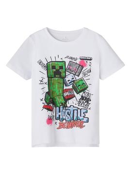 T-Shirt Name It x Minecraft Branco para Menino