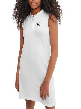 Vestido Polo Calvin Klein Monogram Branco Menina