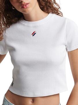 T-Shirt Superdry Code Essential Crop Branco Mulher