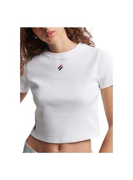 T-Shirt Superdry Code Essential Crop Branco Mulher