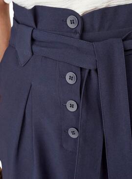 Pantalón Naf Naf Paperbag Azul Marinho para Mulher