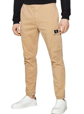 Calças Calvin Klein Skinny Cargo Bege Homem