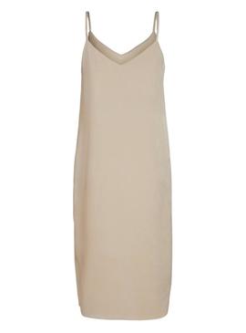 Vestido Vila Viamazed Strap Bege para Mulher