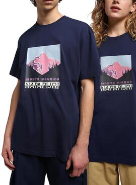 T-Shirt Napapijri Quintino Azul Marinho Homem e Mulher