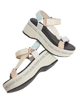 Sandálias Tommy Jeans Wedge Oxygen Multicolor
