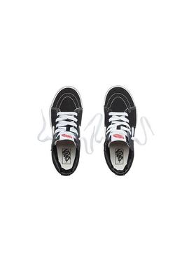 Sapatilha Vans Sk8-Hi preta para meninos e meninas.