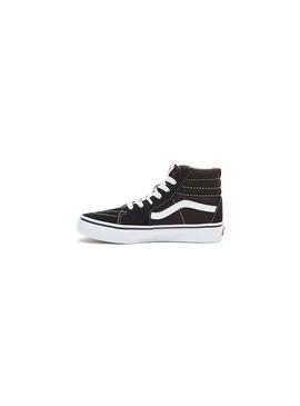 Sapatilha Vans Sk8-Hi preta para meninos e meninas.