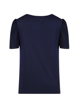 T-Shirt Naf Naf Babados Azul Marinho para Mulher