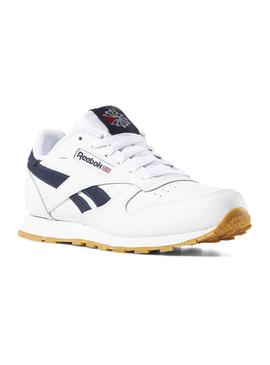 Sapatilhas Reebok Classic Couro Branco Azul Marinh