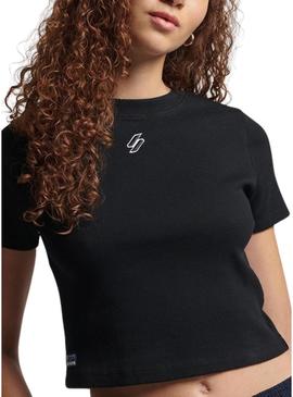 T-Shirt Superdry Code Essential Crop Preto Mulher