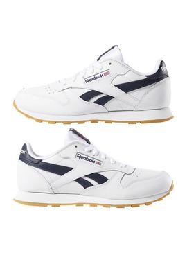 Sapatilhas Reebok Classic Couro Branco Azul Marinh