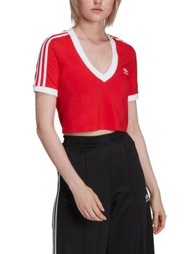 T-Shirt Adidas Cropped Vermelho para Mulher