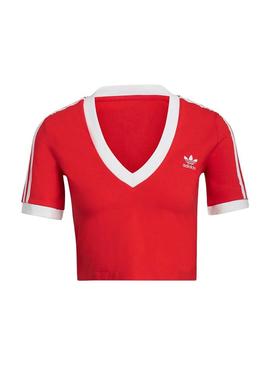 T-Shirt Adidas Cropped Vermelho para Mulher