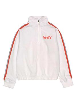 Sweat Levis Half Zip Logo Branco para Menina