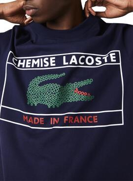 T-Shirt Lacoste Made in France Marina para Homem