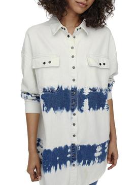 Camisa Denim Only Kasia Tie Dye Branco Mulher