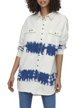 Camisa Denim Only Kasia Tie Dye Branco Mulher