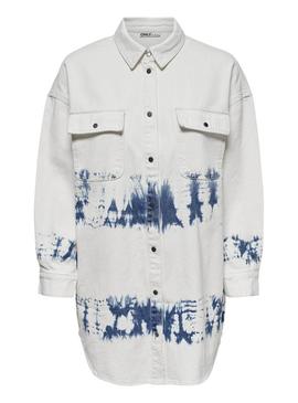 Camisa Denim Only Kasia Tie Dye Branco Mulher