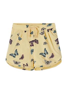 Shorts Name It Jia Borboleta Amarelo para Menina