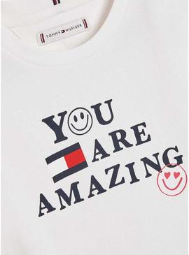 T-Shirt Tommy Hilfiger Positive Branco Menina