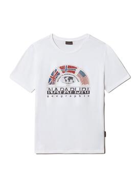 T-Shirt Napapijri S Turin Branco para Homem