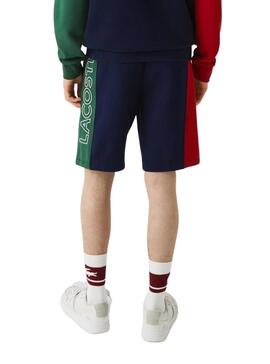Bermuda Lacoste Tricolor Azul Marinho para Homem