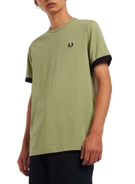 T-Shirt Fred Perry Contraste Verde para Homem