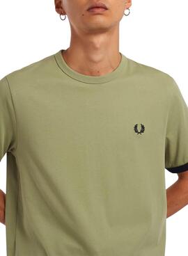 T-Shirt Fred Perry Contraste Verde para Homem