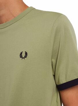T-Shirt Fred Perry Contraste Verde para Homem