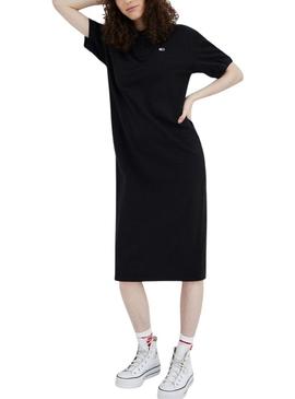 Vestido Tommy Jeans Solid Strech Preto para Mulher