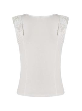Top Naf Naf Sent Calado Branco para Mulher